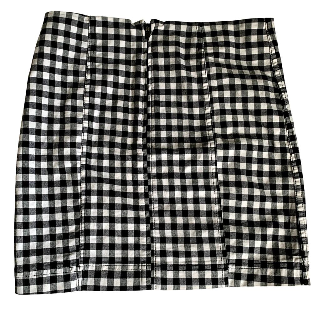 Free People Gingham Checkered Grunge Black and White Mini Skirt